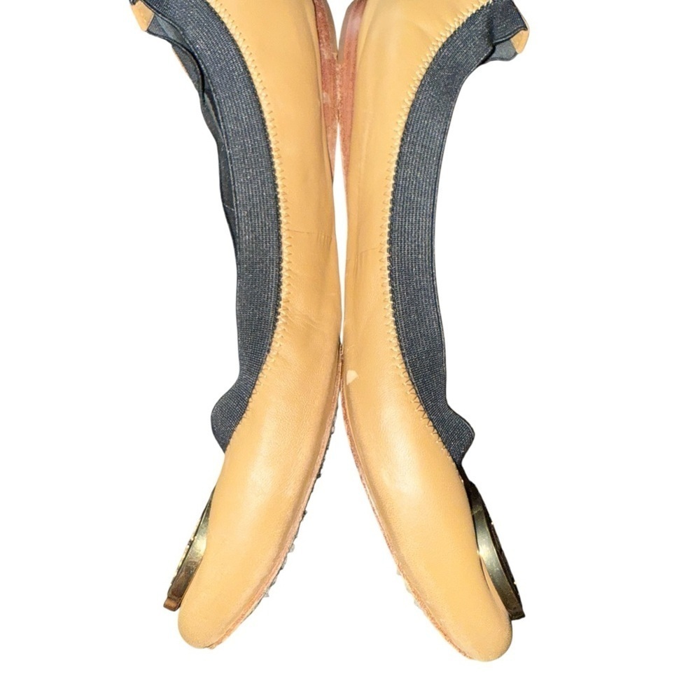 ▶️ Tory Burch ◀️ Caroline Ballet Flat Sand Gold/ Black logo flat shoes 8.5 - Picture 7 of 16